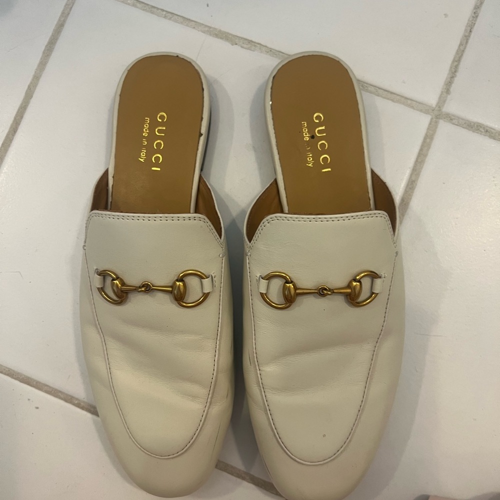 Gucci Princeton Women's Cream Leather Loafers